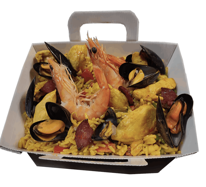 Un plat cuisiné paella